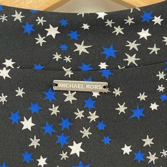 Michael Michael Kors Metallic Star Print Sheath Dress Plus Women OX Black Blue - Picture 9 of 10